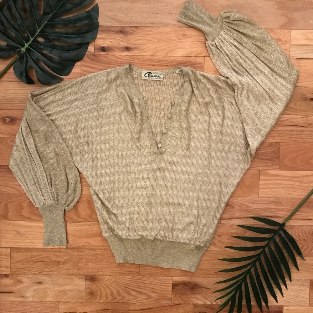 Gold Sheer Sweater | Christel/Urban Outfitters